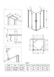rysunk techniczny Abelia kabina prysznicowa kwadratowa 80x80 cm KTA_042P