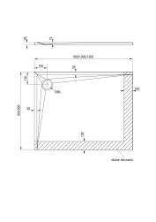 rysunek techniczny Kerria Plus brodzik prostokątny 120x90 cm biały KTS_043B