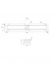 rysunek techniczny Lowfix odpływ prysznicowy liniowy 100 cm czarny LOWFIX100/T/BL