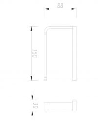 rysunek techniczny Lugano uchwyt na papier toaletowy chrom LU30510CR