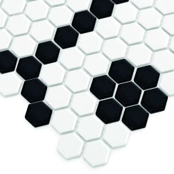 zbliżenie Mini Hexagon B&W Bee 26x30 mozaika dekoracyjna