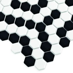 zbliżenie Mini Hexagon B&W Coral 26x30 mozaika dekoracyjna