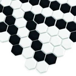 zbliżenie Mini Hexagon B&W Lace 26x30 mozaika dekoracyjna