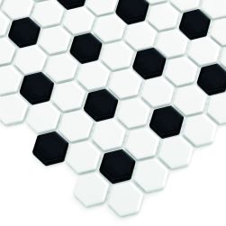 zbliżenie Mini Hexagon B&W Mix 26x30 mozaika dekoracyjna