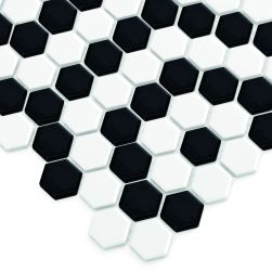 zbliżenie Mini Hexagon B&W Nano 26x30 mozaika dekoracyjna