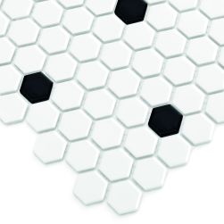 zbliżenie Mini Hexagon B&W Spot 26x30 mozaika dekoracyjna