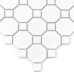 zbliżenie na Mini Octagon White 55 29,5x29,5 mozaika dekoracyjna