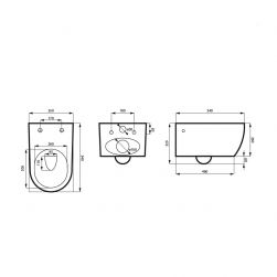 rysunek techniczny Molis Slim miska WC wisząca czarna MSM-0013RIMSLIM-MB