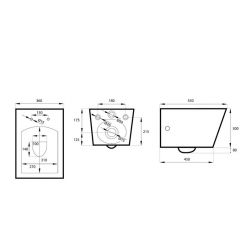 rysunek techniczny Inglo Duro miska WC wisząca biała MSM-2389DU