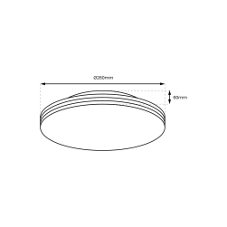 Wymiary Plafon BEVER 10W LED IP44 &Oslash;260 mm