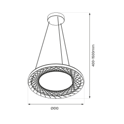 Wymiary Lampa wisząca Nest 43W Led śr. 61cm ML0524