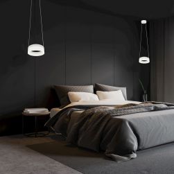 Ciemna sypialnia z dwoma Lampa wisząca Ring 12W LED Milagro