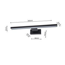 wymiary Milagro Kinkiet Shine black 7W LED, minimalistyczny