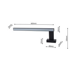 wymiary Milagro Kinkiet Shine black 11W LED, minimalistyczny
