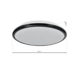 wymiary Milagro Plafon Terma Black 28W LED Ø360 mm, minimalistyczny