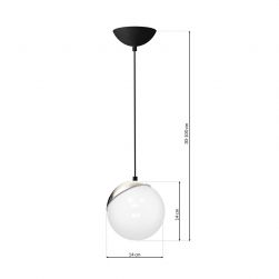 Lampa wisząca Sfera black/chrome 1xE27 60W minimalistyczna milagro