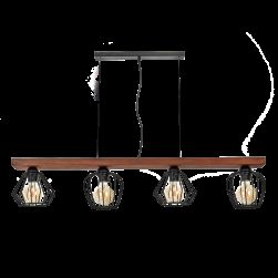 Lampa wisząca Ozzy black/wood 4xE27 60W industrialna milagro
