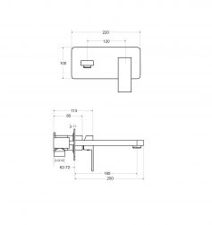 rysunek techniczny Modern/Varium bateria umywalkowa podtynkowa chrom BU-MVS-CH