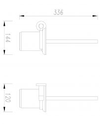 rysunek techniczny Modern Project szczotka toaletowa wisząca nikiel MP60620NI