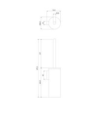 rysunek techniczny Modern Project szczotka toaletowa wisząca chrom MP60621CR