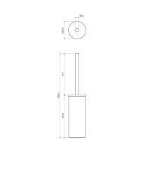 rysunek techniczny Modern Project szczotka toaletowa stojąca chrom MP60622CR