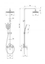 rysunek techniczny Corio zestaw prysznicowy ścienny chrom NAC_01EM