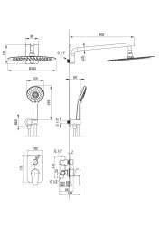 rysunek techniczny Agawa zestaw prysznicowy podtynkowy chrom NAC_09NP