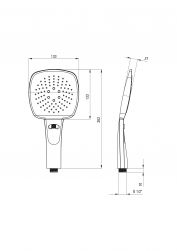 Deante rysunek techniczny słuchawki prysznicowej Corio zestaw prysznicowy ścienny chrom NAC_01EM
