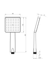 rysunek techniczny Słuchawka prysznicowa czarna NER_N5SS