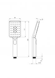 rysunek techniczny słuchawki prysznicowej Alpinia zestaw prysznicowy podtynkowy chrom NAC_09LP