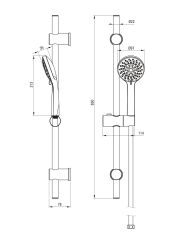 rysunek techniczny słuchawka Chaber zestaw wannowy chrom BGCB010M