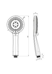rysunek techniczny Arnika słuchawka prysznicowa 3-funkcyjna czarna NQA_N51S
