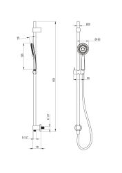 rysunek techniczny Arnika zestaw prysznicowy ścienny grafitowy NQA_D61K