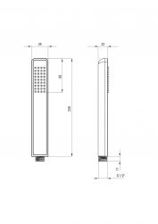 rysunek techniczny słuchawki prysznicowej Alpinia bateria wannowo-prysznicowa wolnostojąca chrom BGA_017M