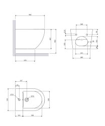 rysunek techniczny Ottawa bidet wiszący 37x49 cm biały mat OTTAWABIBM