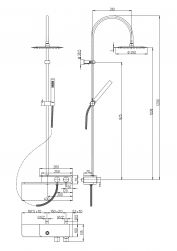 rysunek techniczny Pad zestaw prysznicowy ścienny chrom PDCR689BO