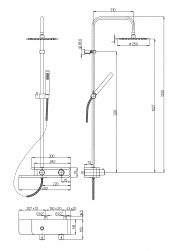 rysunek techniczny Pad zestaw prysznicowy termostatyczny chrom PDCR689BOTH