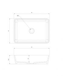 rysunek techniczny Parma M+ umywalka nablatowa prostokątna 35x50 cm biała PARMAUNBP