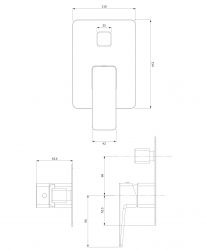 rysunek techniczny Parma bateria wannowo-prysznicowa podtynkowa chrom PM7435CR