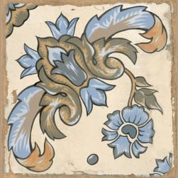 Mumble T.Barcelos 19,5x19,5 płytki patchworkowe beżowa z niebieskim kwiatem