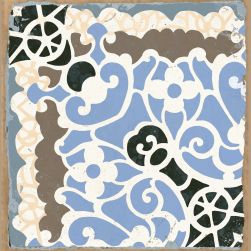 Mumble T.Barcelos 19,5x19,5 płytki patchworkowe niebiesko-szara ze wzorem kwiatowym