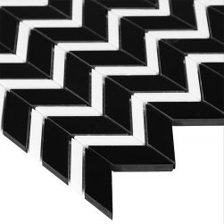 Dunin czarno biała mozaika na ściane kafelki czarno białe nowoczesna łazienka Pure Black Chevron