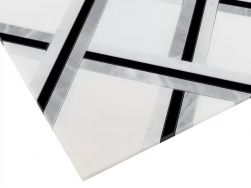 Manorial Pure White Quadron 30x30 mozaika dekoracyjna zbliżenie na szczeg&oacute;ły