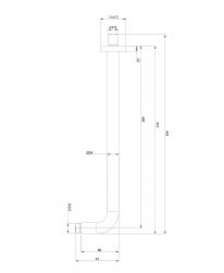 rysunek techniczny ramię prysznicowe ścienne 40 cm złoty szczotkowany RA01C/KGLB