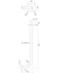 rysunek techniczny ramię prysznicowe ścienne 35 cm grafit RA15GR