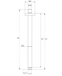 rysunek techniczny ramię prysznicowe sufitowe 34 cm chrom RS21CR