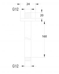 rysunek techniczny ramię prysznicowe sufitowe 16 cm chrom RS23CR