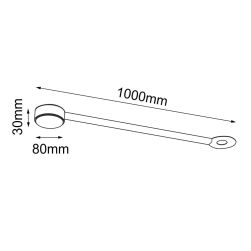 rys techniczny Antigo Lampa modułowa Drop Line 1 - Czarna (1000 mm) 1012
