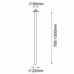 rys techniczny Antigo Lampa wpuszczana alha T - Czarna (800 mm) 9073