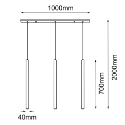 rysunek techniczny Antigo Lampa wisząca Akadi 3 - Mosiądz polerowany-czarna (700 mm) 8885